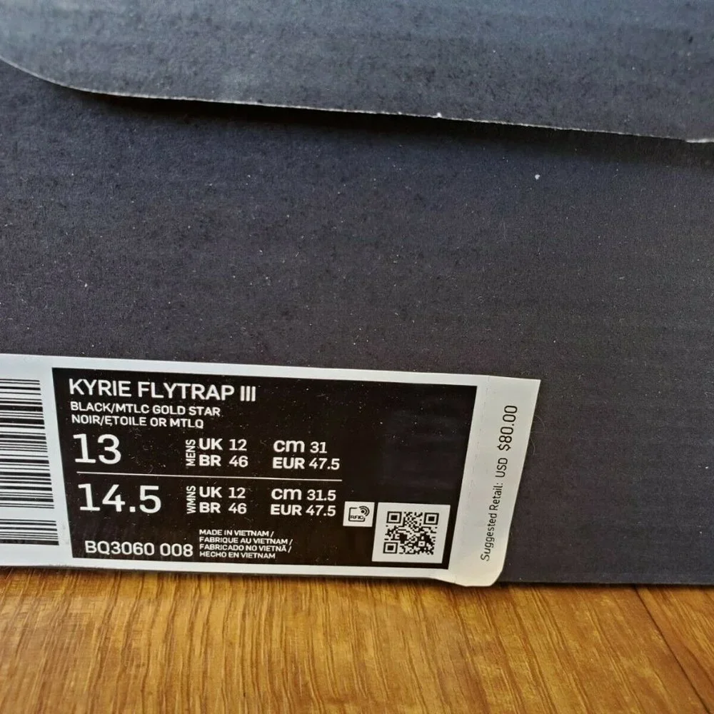 Nike Men's Kyrie Flytrap III Black Basketball Shoes Size 13 M‎ N1508